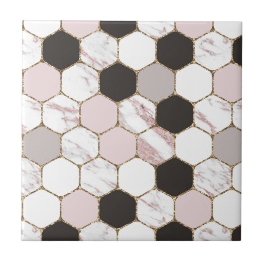 Modern geometrisches Marble Hexagon-Muster Fliese (Vorderseite)