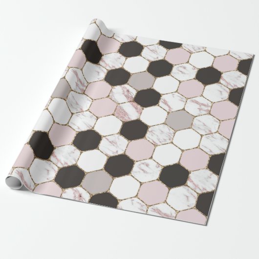 Modern geometrisches Marble Hexagon-Muster Geschenkpapier (Ungerollt)