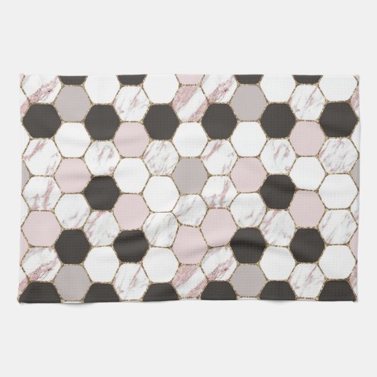 Modern geometrisches Marble Hexagon-Muster Geschirrtuch (Horizontal)