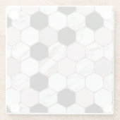 Modern geometrisches Marble Hexagon-Muster Glasuntersetzer (Rückseite)
