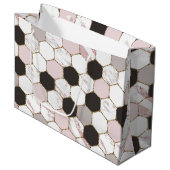 Modern geometrisches Marble Hexagon-Muster Große Geschenktüte (Vorderseite Schrägansicht)