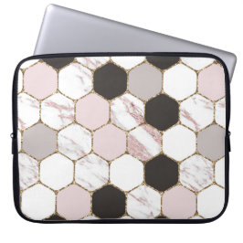 Modern geometrisches Marble Hexagon-Muster Laptopschutzhülle