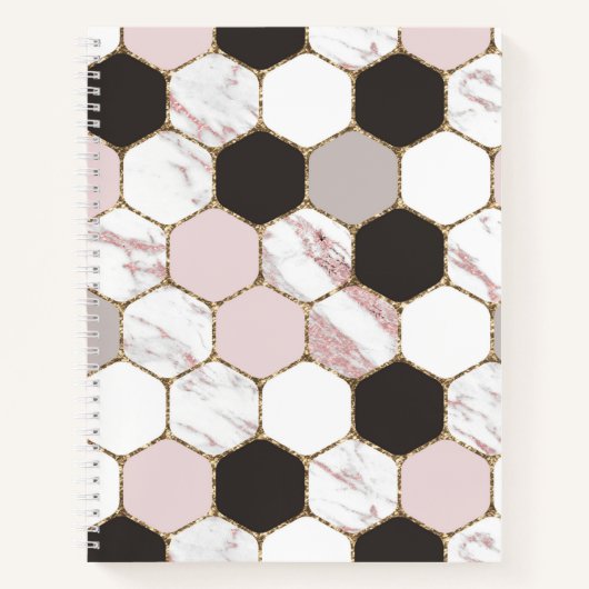 Modern geometrisches Marble Hexagon-Muster Notizblock (Vorderseite)