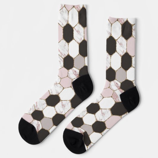 Modern geometrisches Marble Hexagon-Muster Socken (Linkes Detail)