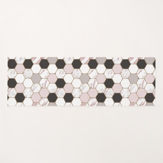 Modern geometrisches Marble Hexagon-Muster Yogamatte (Vorderseite (Horizontal))