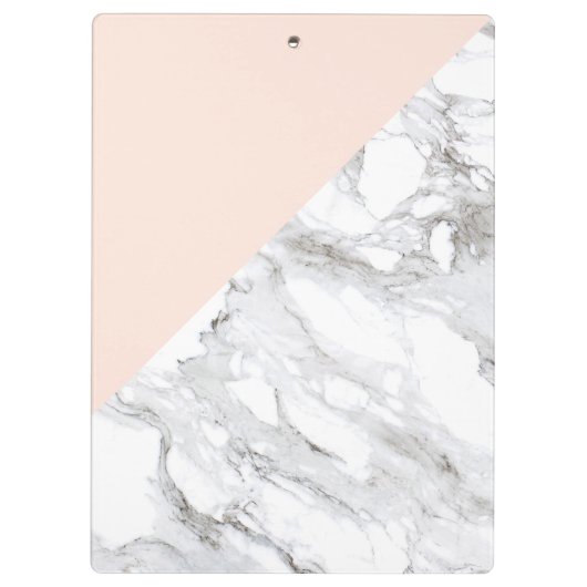Modern geometrisches Marmor/rosa Monogramm-Logo Klemmbrett (Rückseite)