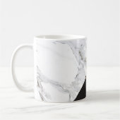 Modern geometrisches Marmor/Schwarz-Monogramm-Logo Kaffeetasse (Links)
