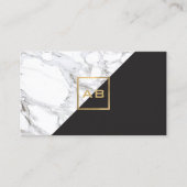 Modern geometrisches Marmor/Schwarz-Monogramm-Logo Visitenkarte (Vorderseite)
