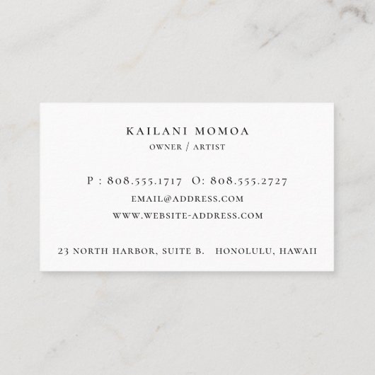 Modern Geometrisches Palm Tree Beach Logo Business Visitenkarte (Rückseite)