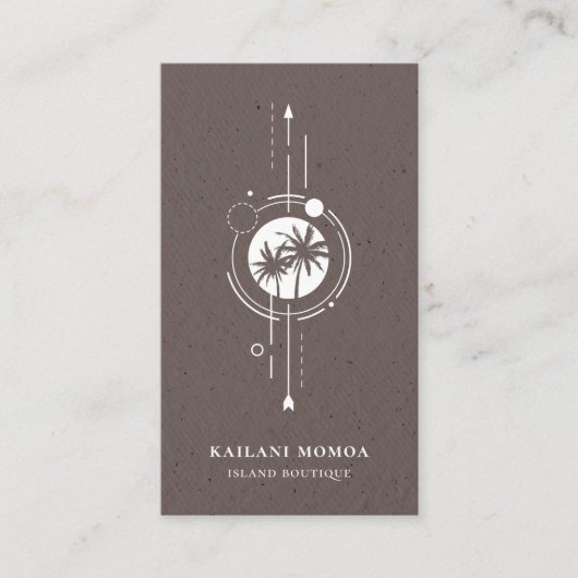 Modern Geometrisches Palm Tree Beach Logo Business Visitenkarte (Vorderseite)