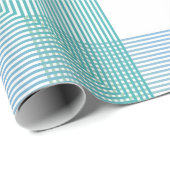 Modern geometrisches Umschlagpapier - Blau und Grü Geschenkpapier (Rolleneckpunkt)