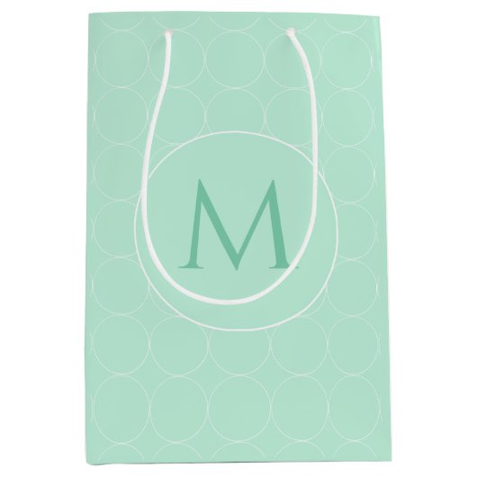 Modern geprägte, grüne Farbmonogramm Moderne Vorla Mittlere Geschenktüte (Vorderseite)