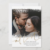 Modern Gerettet unser Date Foto Gold & Weiß Einladung (Vorderseite)