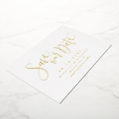 Modern geschriebenes Gold-Script Save the Date ein Folieneinladung (Gedreht)