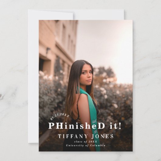 Modern gestaltet 4 Foto PHD Abschluss Einladung (Vorderseite)