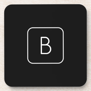 Modern gestaltetes Anfangsmonogramm   Weiß & Schwa Getränkeuntersetzer