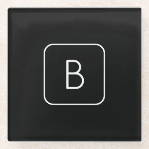 Modern gestaltetes Anfangsmonogramm Weiß & Schwa Glasuntersetzer