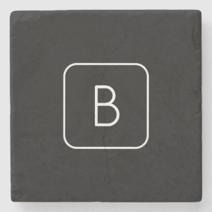 Modern gestaltetes Anfangsmonogramm   Weiß & Schwa Steinuntersetzer