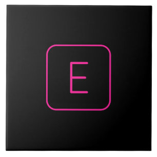 Modern gestaltetes Initial-Monogramm Rosa & Schw Fliese