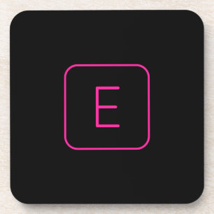 Modern gestaltetes Initial-Monogramm Rosa & Schw Getränkeuntersetzer