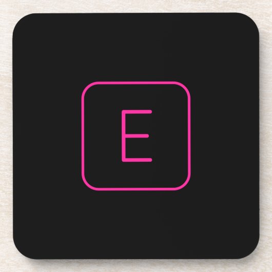 Modern gestaltetes Initial-Monogramm | Rosa & Schw Getränkeuntersetzer (Vorderseite)