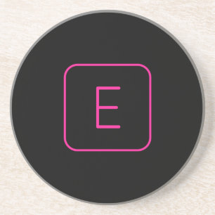 Modern gestaltetes Initial-Monogramm Rosa & Schw Getränkeuntersetzer