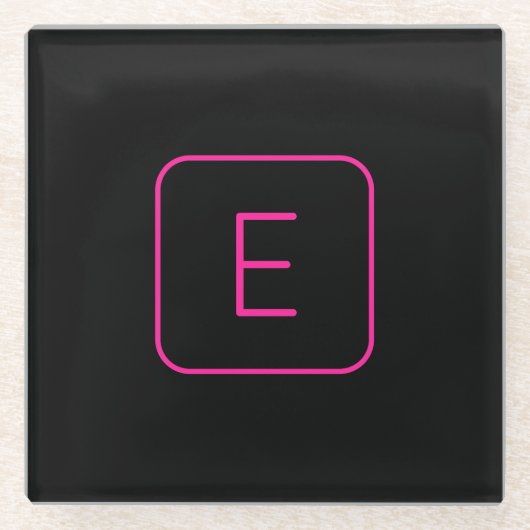 Modern gestaltetes Initial-Monogramm | Rosa & Schw Glasuntersetzer (Vorderseite)
