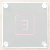 Modern gestaltetes Initial-Monogramm | Rosa & Schw Glasuntersetzer (Rückseite)