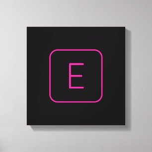 Modern gestaltetes Initial-Monogramm Rosa & Schw Leinwanddruck