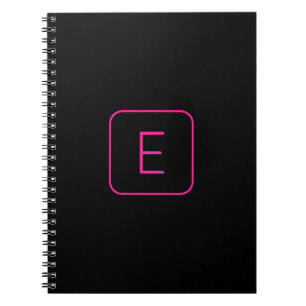 Modern gestaltetes Initial-Monogramm Rosa & Schw Notizblock