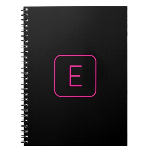Modern gestaltetes Initial-Monogramm | Rosa & Schw Notizblock (Vorderseite)