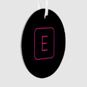 Modern gestaltetes Initial-Monogramm | Rosa & Schw Ornament (Vorderseite)