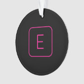 Modern gestaltetes Initial-Monogramm | Rosa & Schw Ornament (Vorderseite)