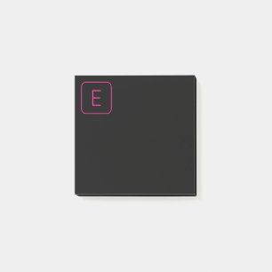 Modern gestaltetes Initial-Monogramm   Rosa & Schw Post-it Klebezettel