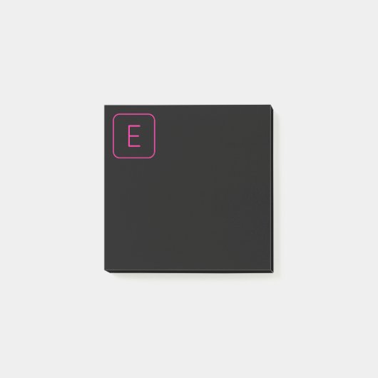 Modern gestaltetes Initial-Monogramm | Rosa & Schw Post-it Klebezettel (Vorderseite)