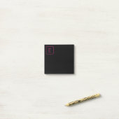 Modern gestaltetes Initial-Monogramm | Rosa & Schw Post-it Klebezettel (Auf Schreibtisch)