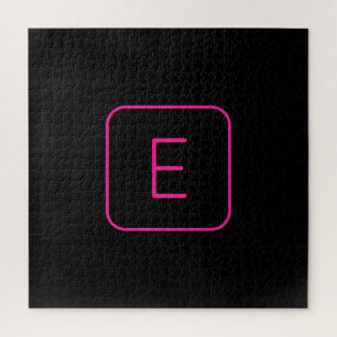 Modern gestaltetes Initial-Monogramm Rosa & Schw Puzzle