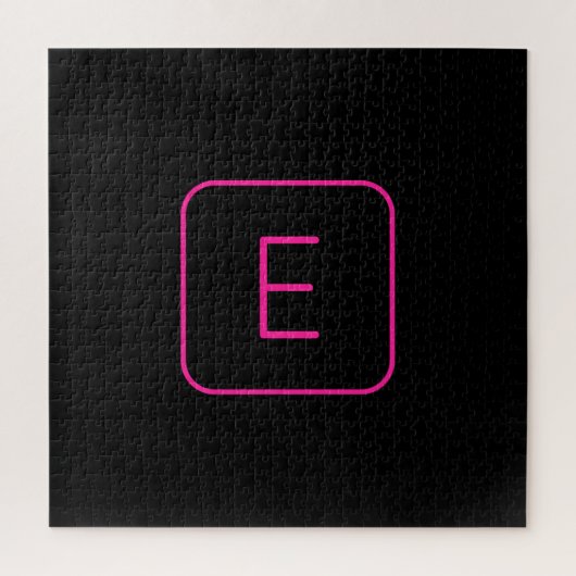 Modern gestaltetes Initial-Monogramm | Rosa & Schw Puzzle (Vertikal)