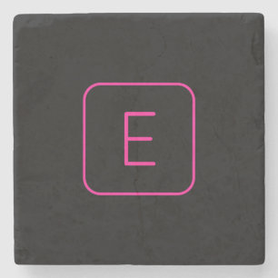 Modern gestaltetes Initial-Monogramm Rosa & Schw Steinuntersetzer