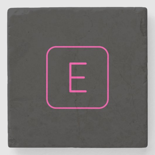 Modern gestaltetes Initial-Monogramm | Rosa & Schw Steinuntersetzer (Vorderseite)