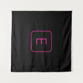 Modern gestaltetes Initial-Monogramm | Rosa & Schw Wandteppich (Vorderseite (Horizontal))