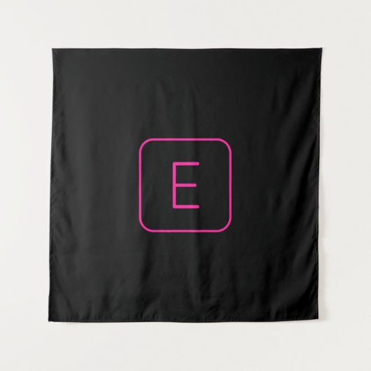 Modern gestaltetes Initial-Monogramm | Rosa & Schw Wandteppich (Vorderseite)