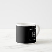 Modern gestaltetes Initial-Monogramm | Weiß & Schw Espressotasse (Vorderseite Rechts)