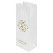 Modern gestaltetes Logo der White Gold Corporate C Geschenktüte Für Weinflaschen (Rückseite Schrägansicht)