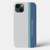 Modern gestreift grau, Aquamarin und blau Case-Mate iPhone Hülle (Rückseite)