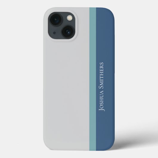 Modern gestreift grau, Aquamarin und blau Case-Mate iPhone Hülle (Rückseite)