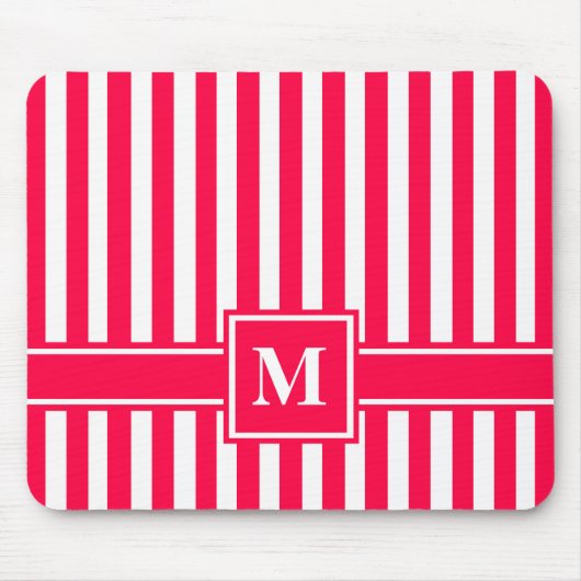 Modern gestreifter Streifen mit Monogramm Mousepad (Vorne)