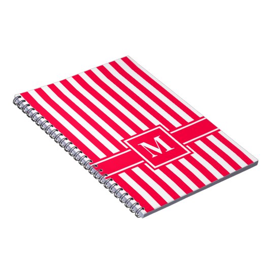 Modern gestreifter Streifen mit Monogramm Notizblock (Rechte Seite)