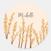 Modern gestrichene gelbe Blumen Individuelle Name Runder Aufkleber (Vorderseite)