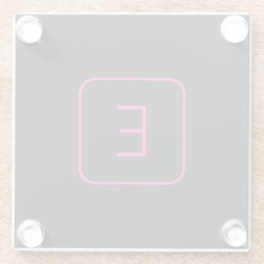 Modern gestyltes Anfangsmonogramm | Rosa und Schwa Glasuntersetzer (Rückseite)